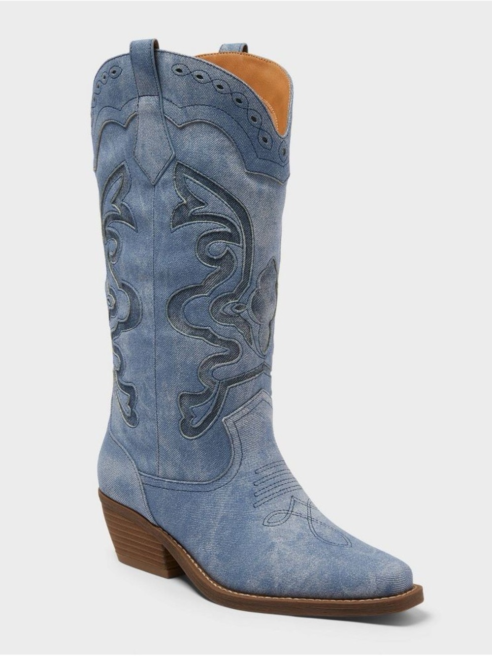 Wild Fable Wynn Blue Denim Western Boots with Memory Foam Insole, Sz 6.5, NWT